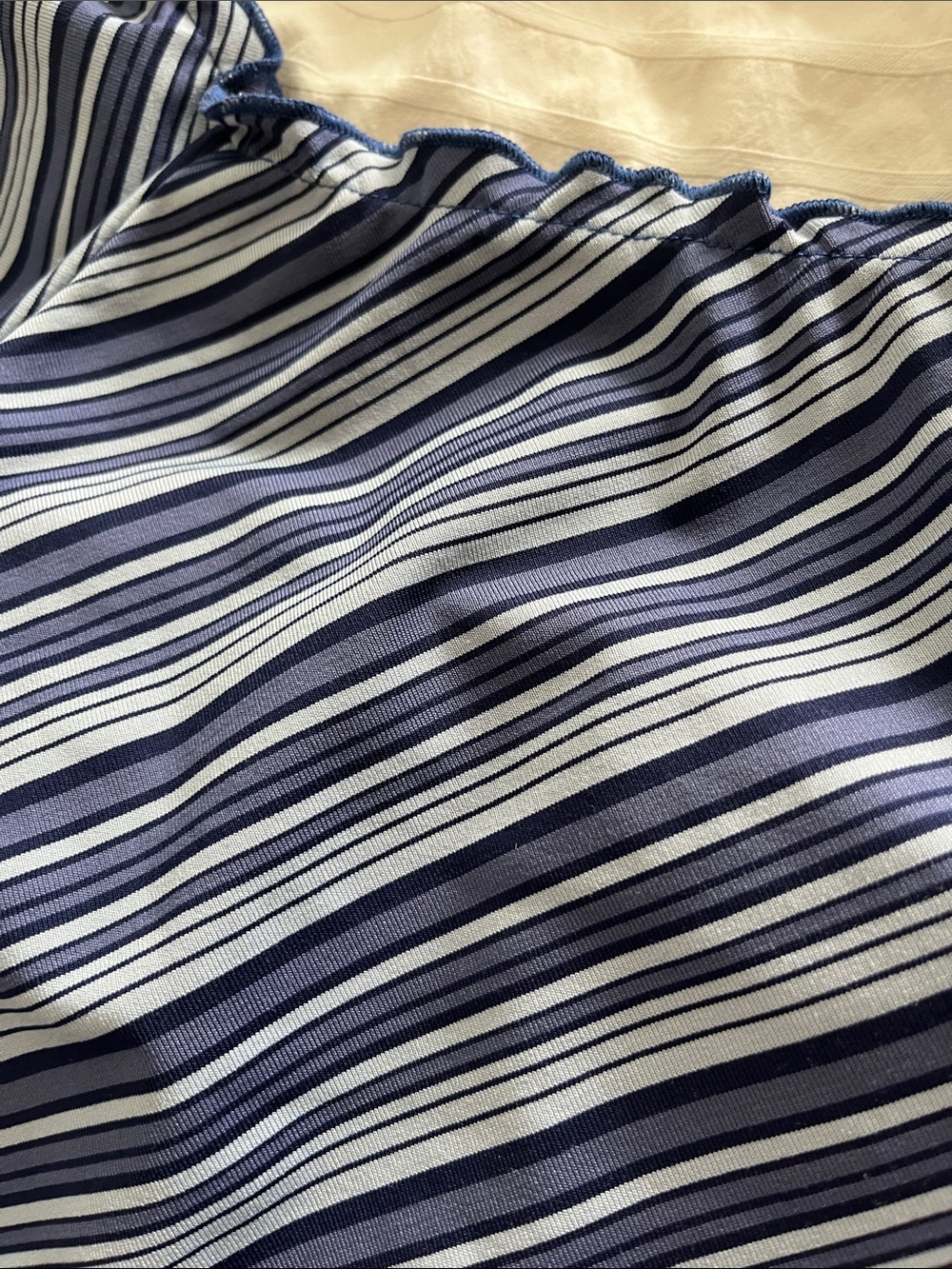 Y2K Off The Shoulder Striped Ruffle Top - Picture 3 of 3